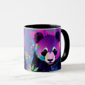 Paarse Zwarte Abstracte Panda Mok (Voorkant rechts)