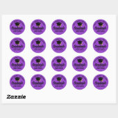 Paarse Zwarte Afstudeerfeest Op Maat Ronde Sticker (Vel)