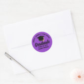 Paarse Zwarte Afstudeerfeest Op Maat Ronde Sticker (Envelop)
