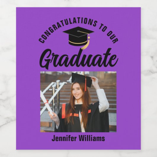 Paarse zwarte Afstuderen aangepaste afstudeerfeest Wijn Etiket (Enkel label)