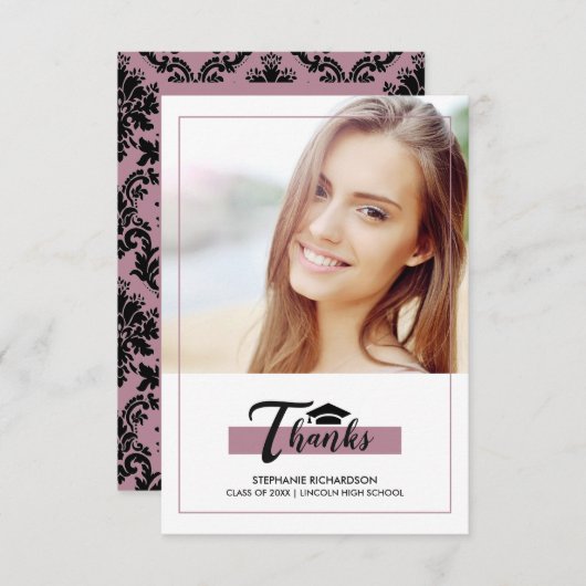 Paarse zwarte Afstuderen dank u fotokaart Kaart (Voorkant / Achterkant)
