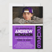 Paarse & zwarte Afstuderen foto aankondiging (Voorkant)