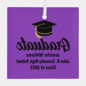 Paarse zwarte Afstuderen gepersonaliseerde Afstude Glas Ornament (Achterkant)