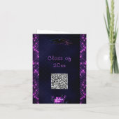 Paarse zwarte Afstuderen Uitnodiging met QR-code (Achterkant)