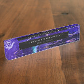 Paarse zwarte Agate Geode Modern Professional Naambordje (Zijkant)