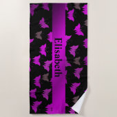paarse, zwarte badhanddoek (Voorkant)