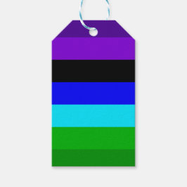 Paarse, zwarte, blauwe en groene strepen cadeaulabel