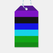 Paarse, zwarte, blauwe en groene strepen cadeaulabel (Achterkant)