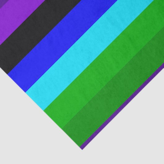 Paarse, zwarte, blauwe en groene strepen tissuepapier (Detail)