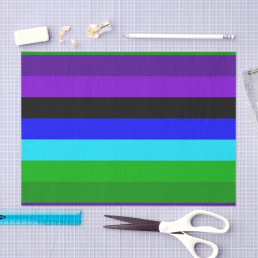 Paarse, zwarte, blauwe en groene strepen tissuepapier (Craft)