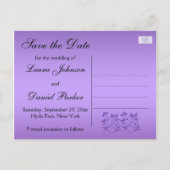 Paarse Zwarte Bloemen Harten Save the Date Post Ka Aankondigingskaart (Achterkant)