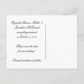 Paarse zwarte bloemenwervelingen Bewaar de datum Aankondigingskaart (Achterkant)