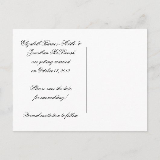 Paarse zwarte bloemenwervelingen Bewaar de datum Aankondigingskaart (Achterkant)