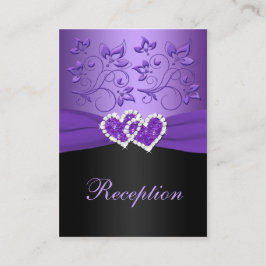 Paarse, zwarte bloemige samengevoegde harten behui informatiekaartje