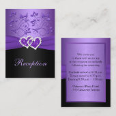 Paarse, zwarte bloemige samengevoegde harten behui informatiekaartje (Voorkant / Achterkant)