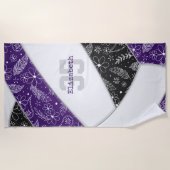 paarse zwarte boho bloemenpaisley meisjes volleyba strandlaken (Voorkant)