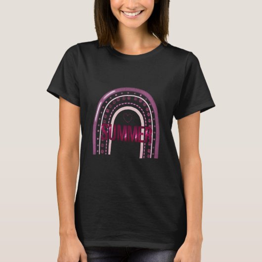 Paarse zwarte boho voor dames t-shirt (Voorkant)