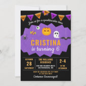 Paarse zwarte Boo Halloween Spooktacular Birthday Kaart (Voorkant)