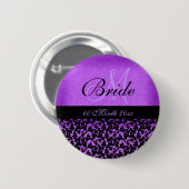 Paarse zwarte bruidegans ronde button 5,7 cm (Voorkant /achterkant)