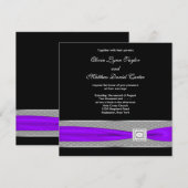 Paarse zwarte bruiloft kaart (Voorkant / Achterkant)