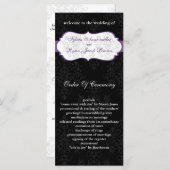 paarse zwarte bruiloft programma programmakaart (Voorkant / Achterkant)