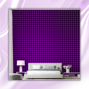 Paarse & Zwarte Buffel Plaid Check Behang