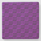 Paarse & Zwarte Buffel Plaid & Stripes | Stenen Onderzetter (Voorkant)