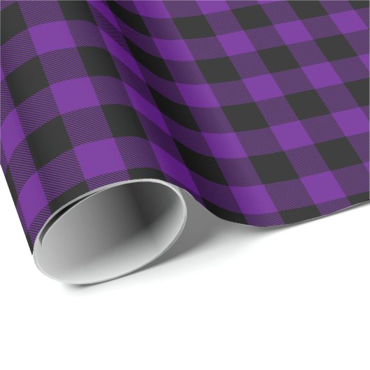 Paarse zwarte buffelplaat Tartan Cadeaupapier (Rol Hoek)