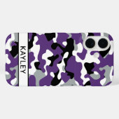 Paarse Zwarte Camouflage Gepersonaliseerd Case-Mate iPhone Case (Achterkant (horizontaal))