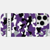 Paarse Zwarte Camouflage Gepersonaliseerd Case-Mate iPhone Case (Achterkant (horizontaal))