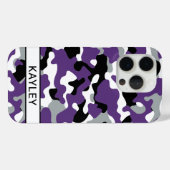 Paarse Zwarte Camouflage Persoonlijk Case-Mate iPhone Case (Achterkant (horizontaal))