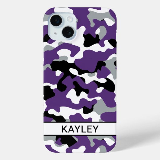 Paarse Zwarte Camouflage Persoonlijk Case-Mate iPhone Case (Achterkant)