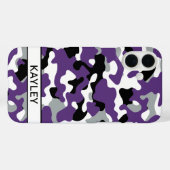 Paarse Zwarte Camouflage Persoonlijk Case-Mate iPhone Case (Achterkant (horizontaal))