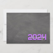 Paarse & Zwarte Chalkboard Afstuderen Invitation Kaart (Achterkant)
