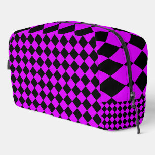 Paarse Zwarte Checker Diamond Pattern Toilettas Toilettasje