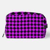 Paarse Zwarte Checker Diamond Pattern Toilettas Toilettasje (Achterkant)