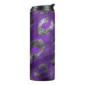 Paarse & Zwarte Cheetah Leopard Print Spots Custom Thermosbeker (Gedraaid links)