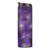 Paarse & Zwarte Cheetah Leopard Print Spots Custom Thermosbeker (Geroteerd rechts)