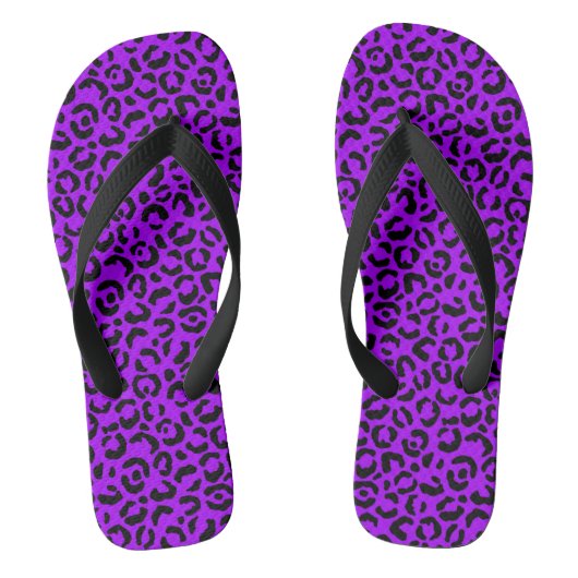 Paarse zwarte cheetah print teenslippers (Voetbed)