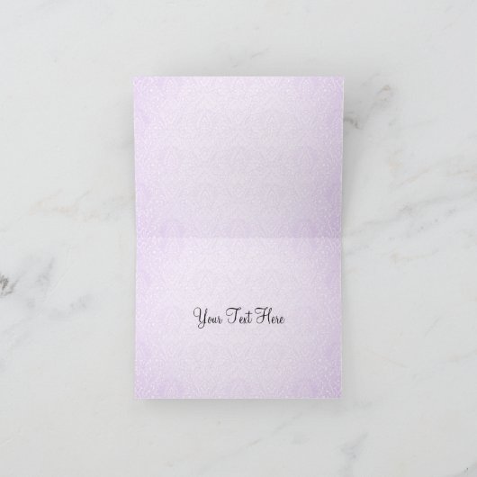 Paarse & Zwarte Chic Damask Dank u kaart (Binnen)