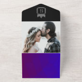 Paarse Zwarte Chic Jewel Tone Wedding All In One Uitnodiging (Buitenkant)