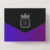 Paarse Zwarte Chic Jewel Tone Wedding All In One Uitnodiging (Achterkant)