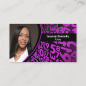 Paarse zwarte cijfers Aangepaste foto QR-code Visitekaartje (Voorkant)