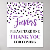 Paarse zwarte Confetti voor Baby shower Poster (Voorkant)