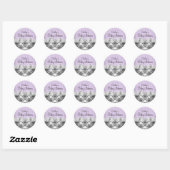 Paarse & Zwarte Damask Baby shower Sticker (Vel)