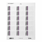 Paarse & Zwarte Damask Stippen Verzending Etiket (Full Sheet)