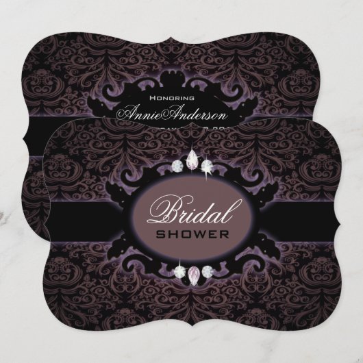 paarse zwarte Damask Victoriaans gotisch vrijgezel Kaart (Voorkant / Achterkant)