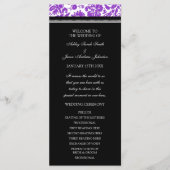 Paarse zwarte Damask Wedding Program Programmakaart (Voorkant)