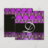 PAARSE ZWARTE DAMASKCARNATIES MONOGRAM KAART (Voorkant / Achterkant)