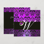 PAARSE ZWARTE DAMASKMONOGRAM AMETHYSSILVEMMETAAL KAART (Voorkant / Achterkant)